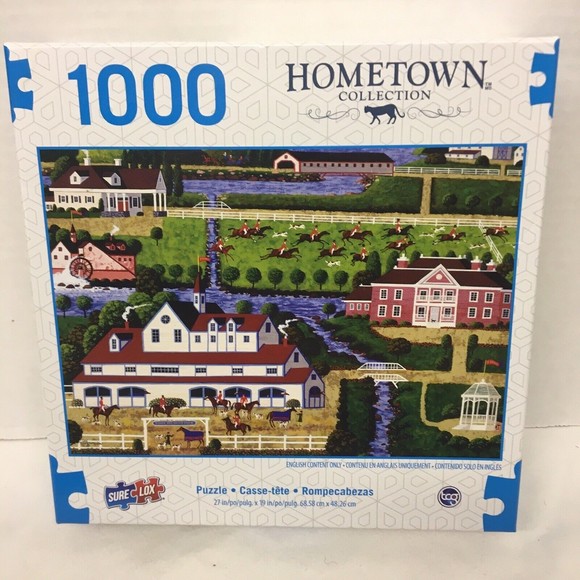 Jigsaw Puzzle-Hometown Collection CHASING THE HOUNDS 1000 Pieces New Sur… - Picture 1 of 9